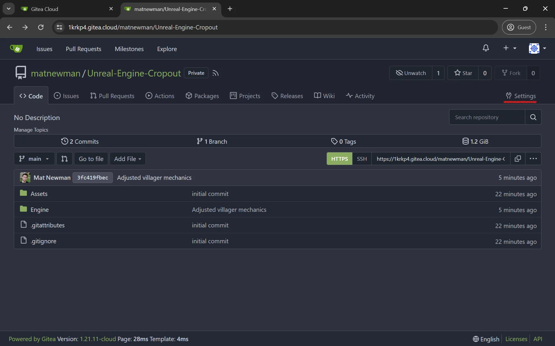 The user needs to be assigned to the repository. Go to your repository and click on “Settings”.