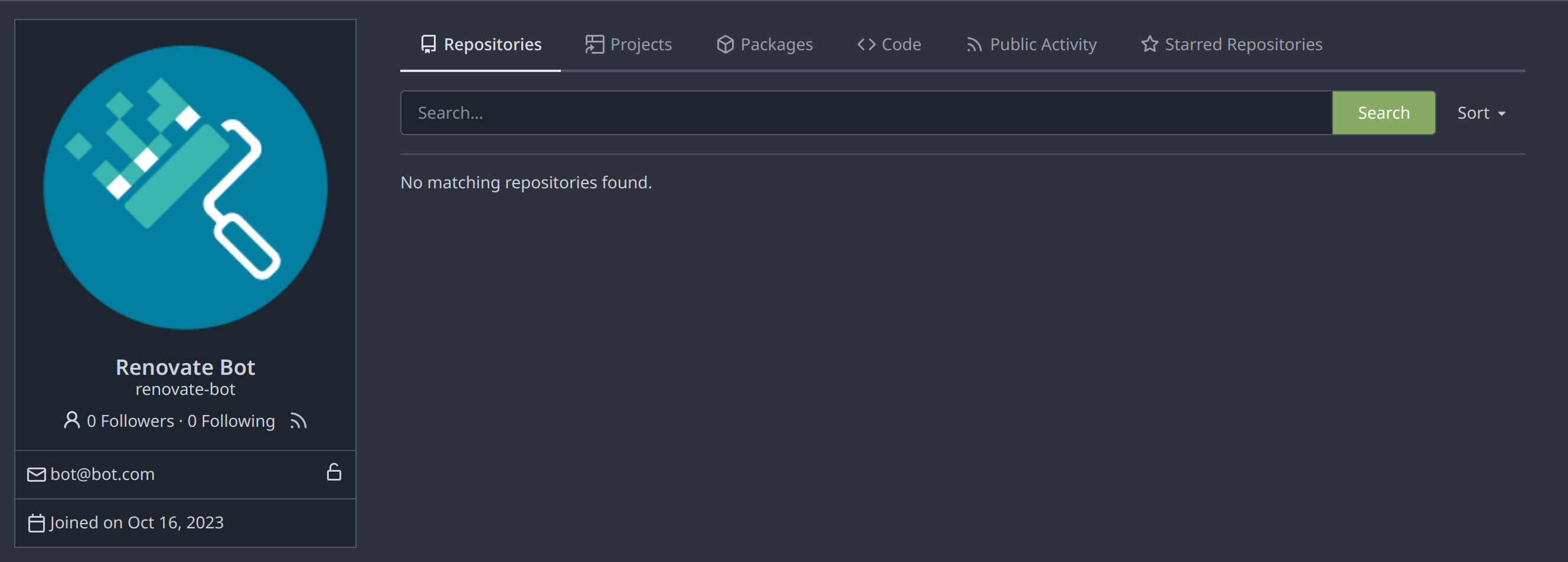 Renovate bot accout
